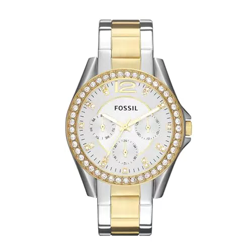 Fossil Riley reloj de mujer con cronógrafo y correa de acero o piel