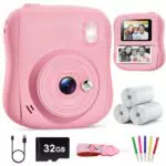 Hangrui Cámara Instantánea Infantil 1080P con Tarjeta y Accesorios Creativos