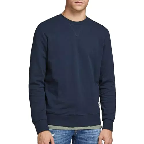 Jack and Jones Hombre Sudadera Cuello Redondo Manga Larga Negro M