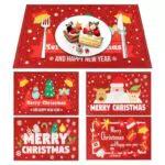 Lvjkes manteles individuales navideños lavables cosidos a mano para cocina y comedor