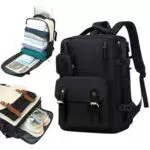 Mi Ko Mi Ka Mochila de viaje grande impermeable con USB y compartimento para zapatos