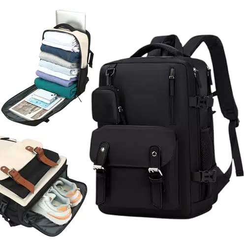 Mi Ko Mi Ka Mochila de viaje grande impermeable con USB y compartimento para zapatos