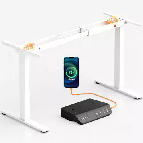 OffiGo Base de escritorio eléctrica ajustable con motor dual y puerto USB