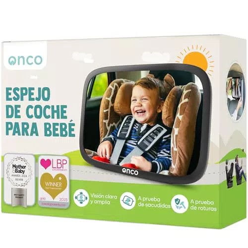 Onco Espejo para Coche Bebé Asiento Trasero Irrompible con Rotación 360°