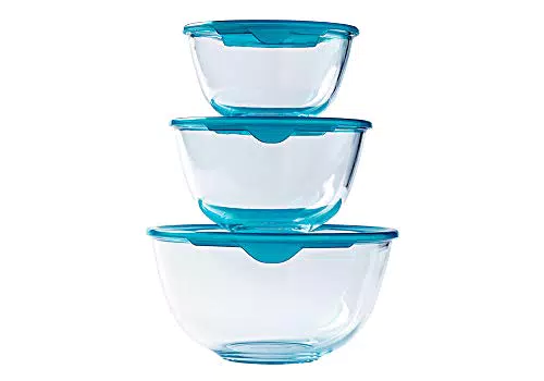 Pyrex Prep & Store cuencos de cristal con tapa hermética sin BPA