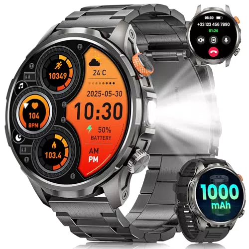 Smartwatch Militar para Hombre con Llamadas, AMOLED, 5ATM, Pulsómetro y GPS