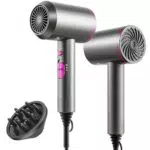 Secador de pelo iónico potente y rápido con difusor y aire frío, para mujer y hombre