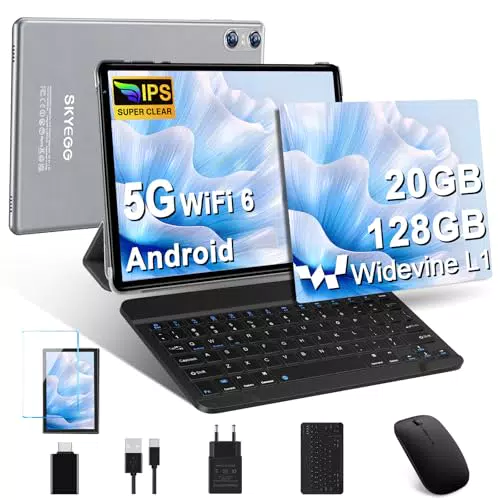 SKYEGG Tablet Android 14, 20GB RAM, 128GB ROM, WiFi 6, Octa-Core, Widevine L1