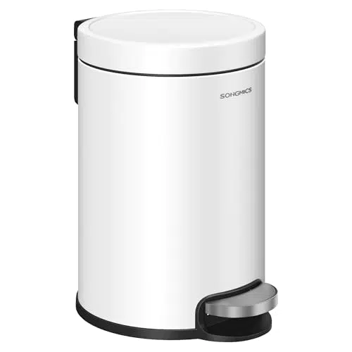 SONGMICS Cubo de basura de baño con tapa de cierre suave modelo LTB013WZ01