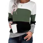 TOMEEK Camiseta mujer a rayas con manga larga y cuello redondo casual