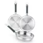 BRA Master Set Sartenes Acero Inoxidable Sin Antiadherente Inducción Cocinas