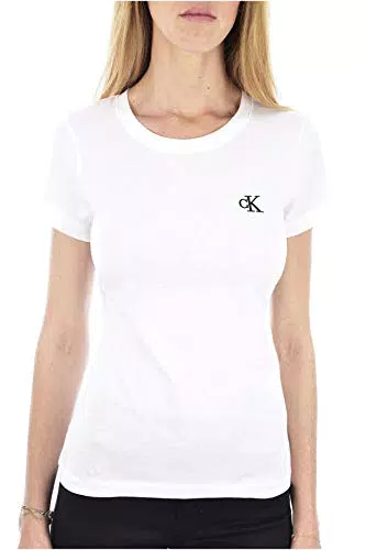 Calvin Klein Camiseta de mujer manga corta CK Embroidery cuello redondo