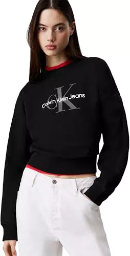 Calvin Klein Sudadera Mujer Monologo French Terry con Cuello Redondo