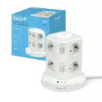 Garza Regleta Torre 11 en 1 con 8 Enchufes, USB-C PD20W, USB-A, Protección Avanzada