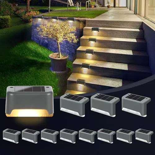 GIGALUMI Luces Solares Impermeables LED para Escaleras Exteriores y Jardín