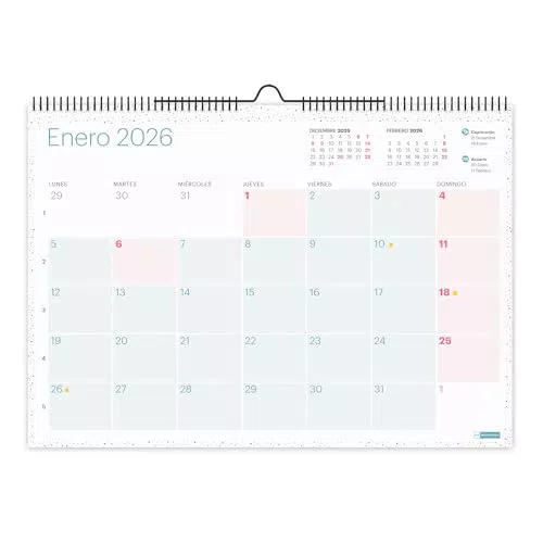 Miquelrius Calendario de Pared 2026 Lovely Organizador Anual A3 con Espiral