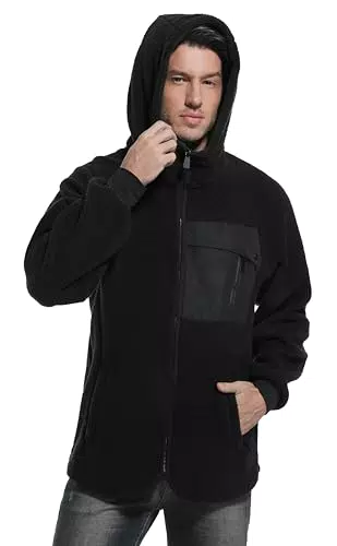 Mnking Chaqueta Polar Hombre Invierno con Capucha Sherpa Termica Trabajo Outdoor