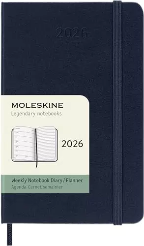 Moleskine Agenda Semanal 2026 con Tapa Dura y Cierre Elástico, Formato Pocket