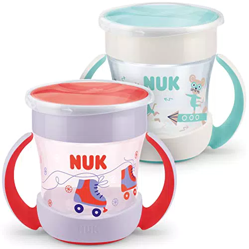NUK Mini Magic Cup Taza Antiderrames 360° con Asas sin BPA para Bebés +6 Meses