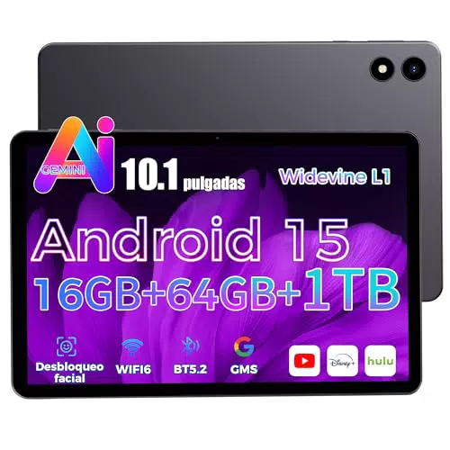 RebotAi Tableta Android 15 de 10" con Gemini Ai, 16GB RAM, 64GB ROM y 5G Wi-Fi
