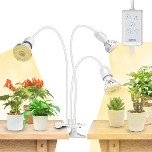 SANSI lámpara de cultivo LED espectro completo con temporizador para plantas de interior