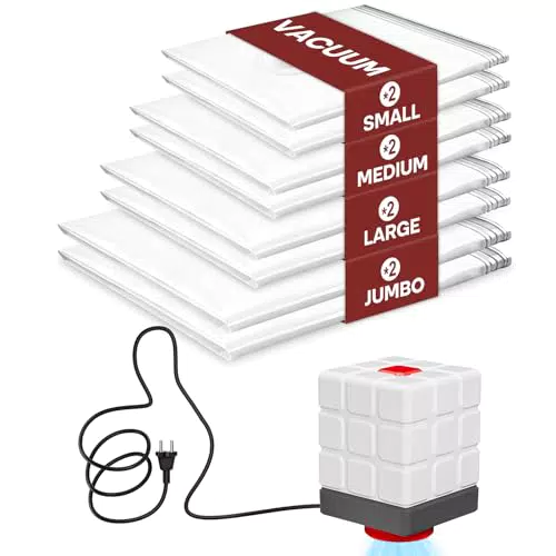 Vacbird Bolsas De Vacío Para Ropa Con Bomba Eléctrica Portátil Para Almacenaje