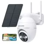 Yeskano Cámara Vigilancia WiFi Exterior Solar 2K PTZ 360° Visión Nocturna IA PIR