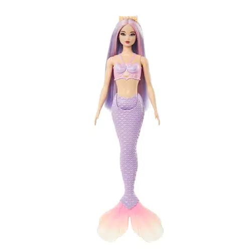 Barbie Muñeca Sirena con Diadema y Cuerpo de Conchas - HRR03 para +3 años