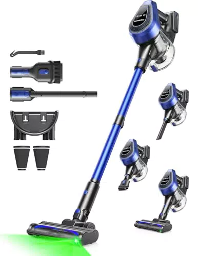 Ivormentico 50Mins Aspiradora Sin Cable 50KPA con LED Verde y Filtro de 8 Capas