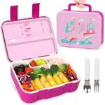 Lehoo Castle Fiambrera Infantil Bento con Compartimentos y Cubiertos para Niñas