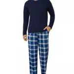 Litherday Pijama Hombre Invierno Algodón Manga Larga Cuello Redondo