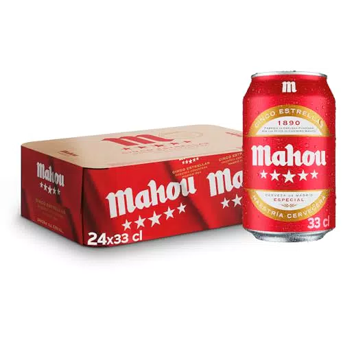 Mahou 5 Estrellas Cerveza Especial Dorada Lager 5.5% Volumen de Alcohol