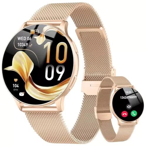 Reloj Inteligente Mujer AMOLED con Asistente de Voz, Monitor de Salud y Notificaciones
