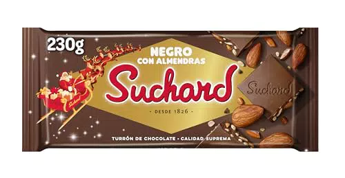 Suchard Turrón de Chocolate Negro con Almendra y Arroz Inflado Sabor Intenso