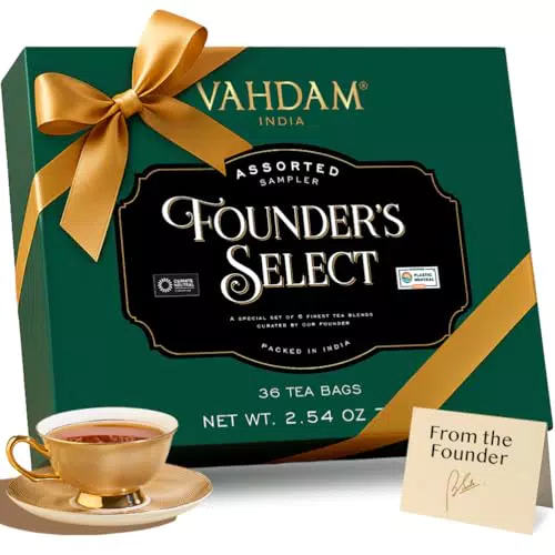 Vahdam Founder's Selection Caja Regalo de Té Surtido con Variedad de Infusiones