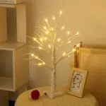 Árbol de Luces Abedul LED Decorativo Bonsai Artificial para Hogar Navidad y Bodas