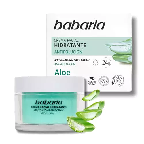Babaria Crema Hidratante Facial Mujer Vegana con Aloe Vera y Vitamina E Antiarrugas