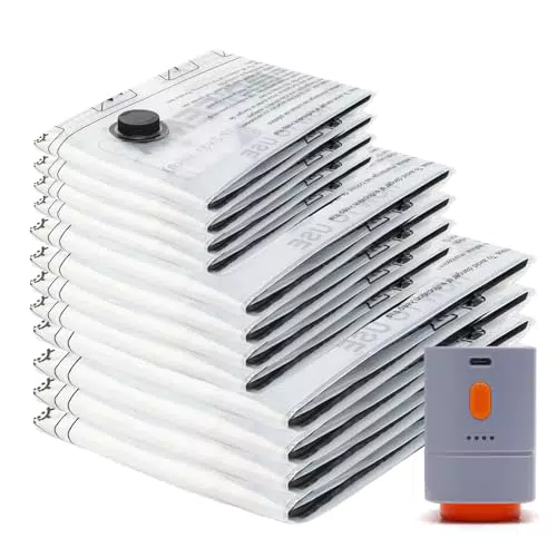 Bolsas de Vacío con Bomba Inalámbrica Recargable para Ropa, Viaje y Almacenaje