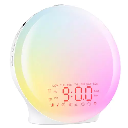 Suright Despertador de Luz con Radio, Simulación Amanecer y Sonidos Naturales