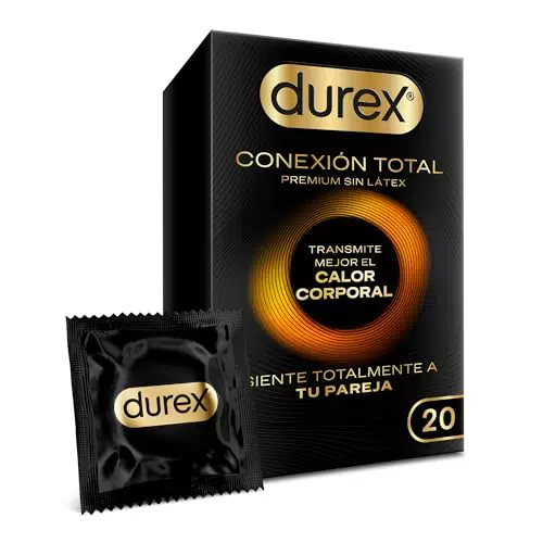 Durex Conexión Total Preservativo Ultra Fino Plus sin Látex con Tecnología Body Feel que Transmite Mejor el Calor Corporal