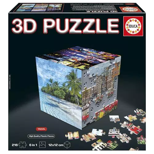 Educa Puzzle 3D Viajes Cubo para Adultos y Adolescentes Decorativo y Educativo