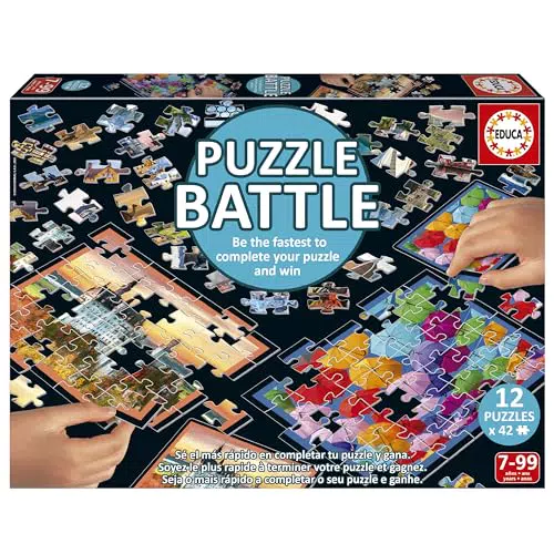 Educa Puzzle Battle Paisajes Juego de Mesa Familiar Competitivo para Niños desde 7 Años