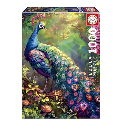 Educa Puzzle Jardín del Pavo Real para Adultos con Pegamento Incluido