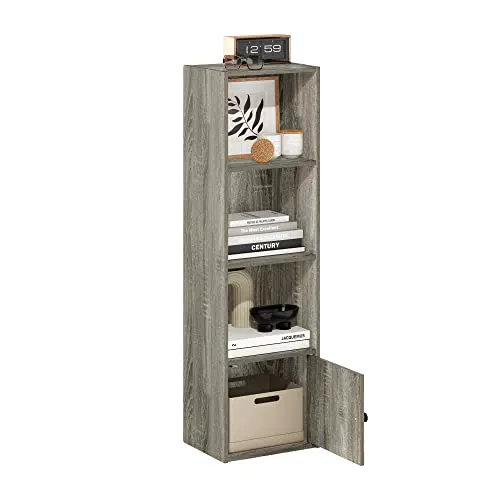 Furinno Luder Biblioteca con Puerta de Almacenamiento y 4 Estantes