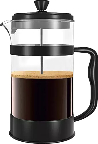 Kichly Cafetera Prensa Francesa Portátil con Triple Filtro y Vidrio Resistente