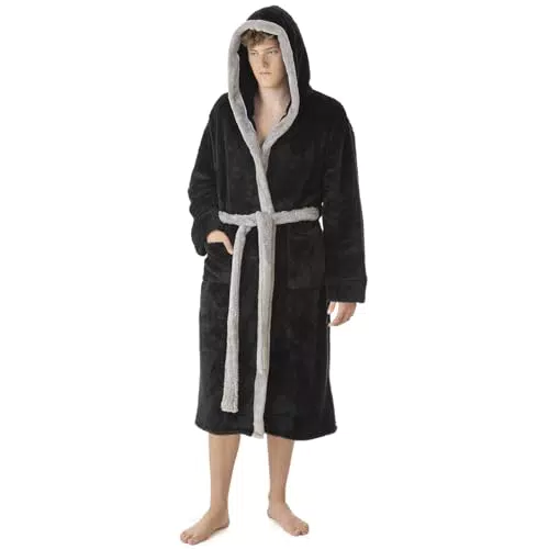 Lebengood Bata de Hombre Invierno Albornoz Coralina Suave Microfibra Oeko-Tex