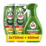 Fairy Maxi Poder Líquido Lavavajillas y Poder Sin Remojo Limón Spray