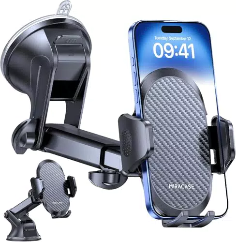 Miracase Soporte Móvil Coche Ventosa Potente Rotación 360° para iPhone y Android