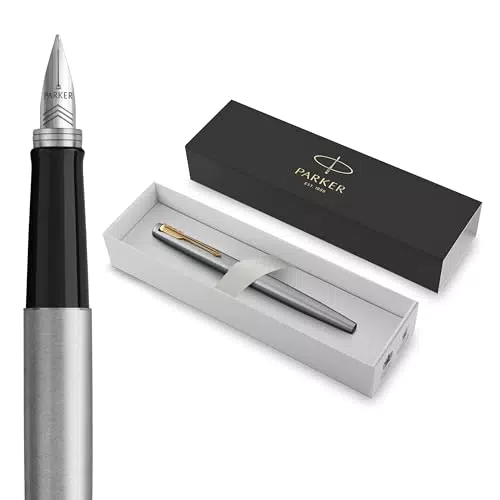 Parker Jotter Pluma Estilográfica De Acero Inoxidable Con Adorno Dorado