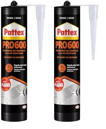 Pattex PL600 Adhesivo Extrafuerte Resistente Agua y Temperaturas Extremas Interior Exterior